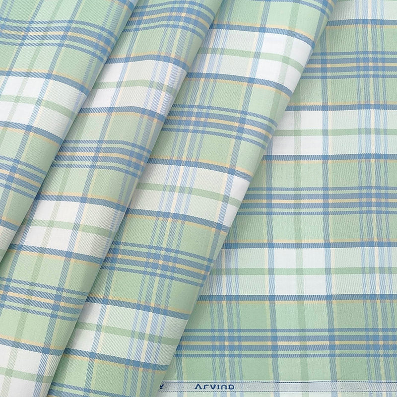 Shirt Fabric Arvind Cotton Blended Check Colour Hunter Green