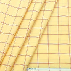 Shirt Fabric Arvind Cotton Blended Check Colour Pastel Yellow