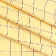 Shirt Fabric Arvind Cotton Blended Check Colour Pastel Yellow