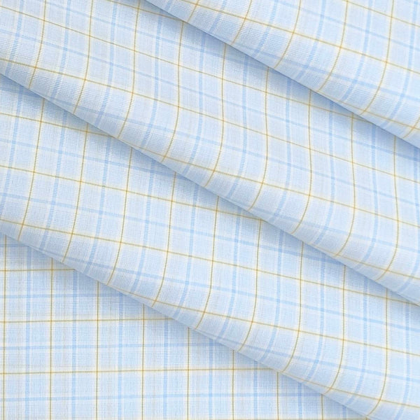 Shirt Fabric Arvind Cotton Blended Check Colour Water Blue