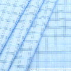 Shirt Fabric Arvind Cotton Blended Check Colour Pacific Blue