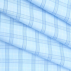 Shirt Fabric Arvind Cotton Blended Check Colour Pacific Blue