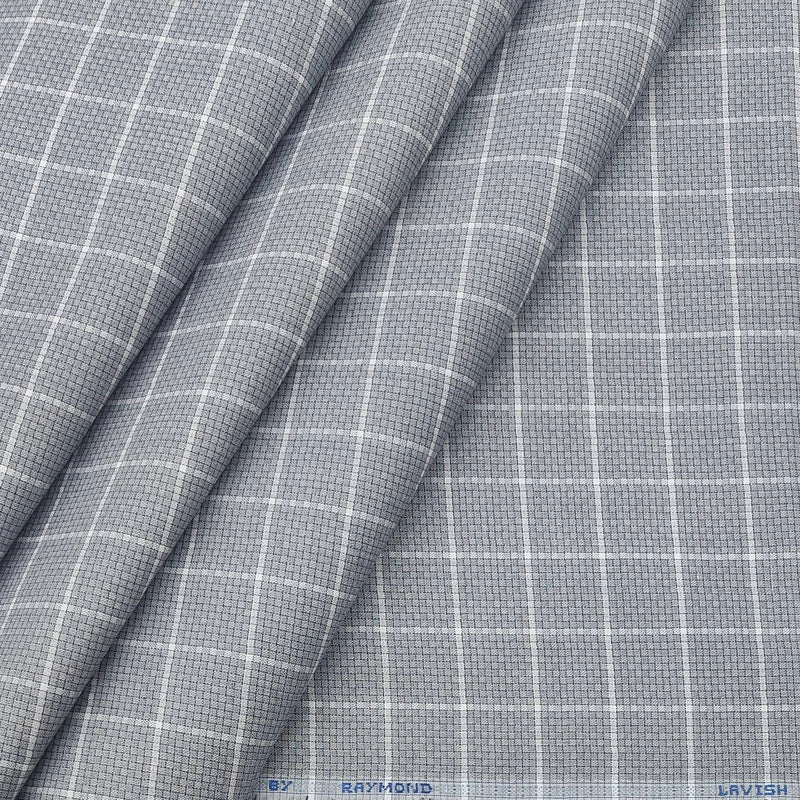Shirt Fabric Raymond Blended Jacquard n Check Colour Grey