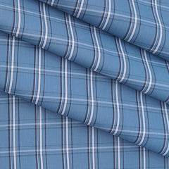 Shirt Fabric Raymond Blended Broad Check Colour Aegean Blue
