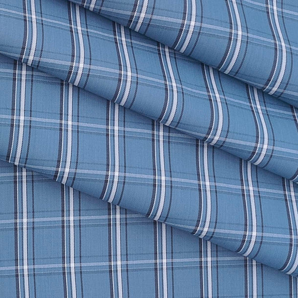 Shirt Fabric Raymond Blended Broad Check Colour Aegean Blue