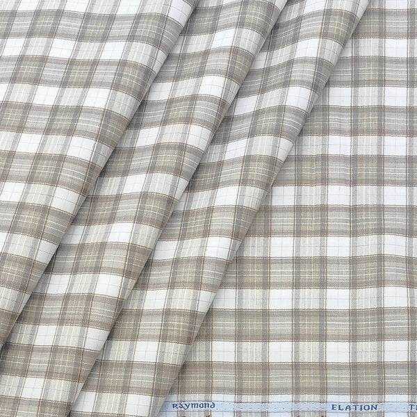Shirt Fabric Raymond Blended Broad Check Colour Mud Brown