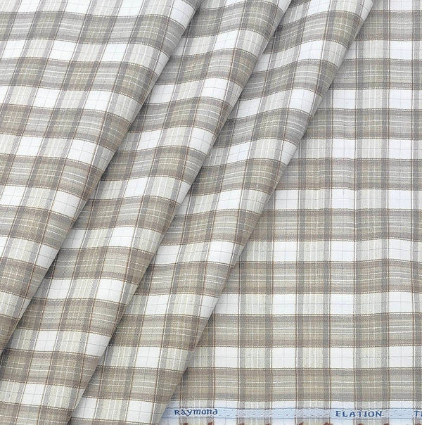 Shirt Fabric Raymond Blended Broad Check Colour Mud Brown