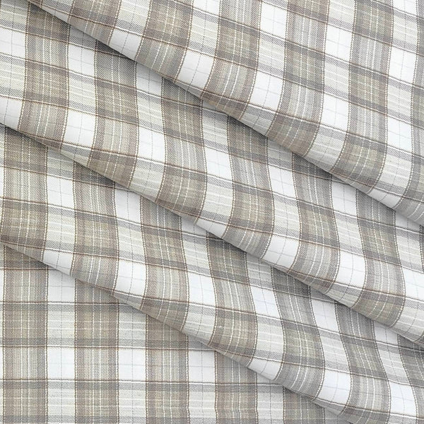 Shirt Fabric Raymond Blended Broad Check Colour Mud Brown