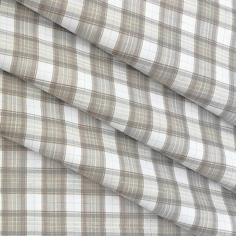 Shirt Fabric Raymond Blended Broad Check Colour Mud Brown