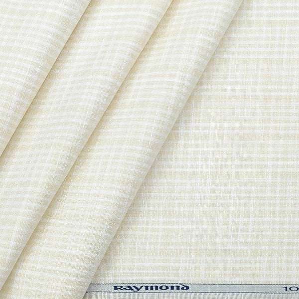 Shirt Fabric Raymond 100% Cotton Small Check Colour Cream