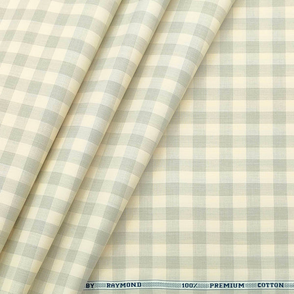 Shirt Fabric Raymond 100% Cotton Check Colour Heal Green