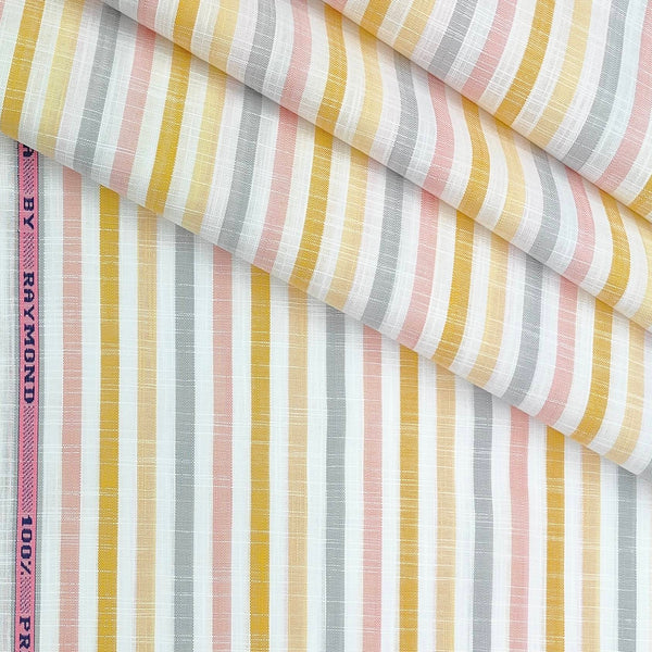 Shirt Fabric Raymond 100% Cotton Broad Lining Colour Peach Yellow Grey