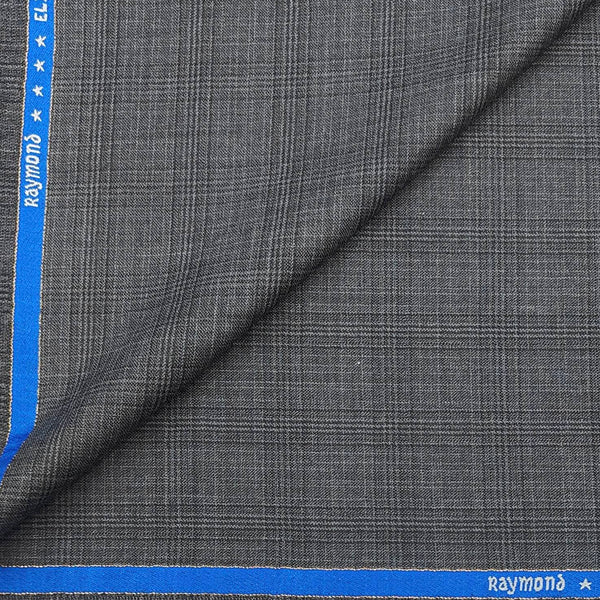 Trouser Fabric Raymond Wool Blended Dull Check Colour Deep Grey