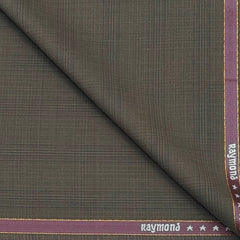 Trouser Fabric Raymond Wool Blended Check Colour Ash Brown