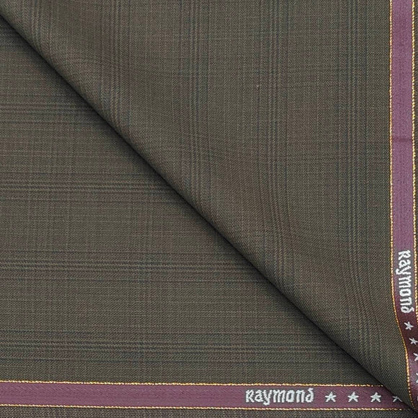 Trouser Fabric Raymond Wool Blended Check Colour Ash Brown