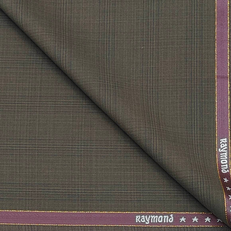 Trouser Fabric Raymond Wool Blended Check Colour Ash Brown