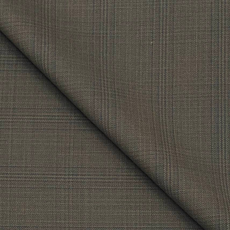 Trouser Fabric Raymond Wool Blended Check Colour Ash Brown