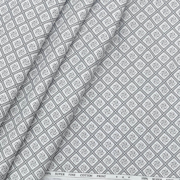 Shirt Fabric ManTire Giza Cotton Printed Colour onyx grey
