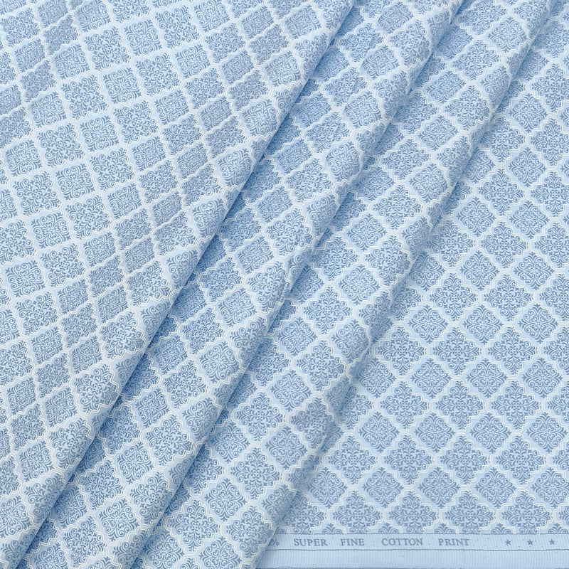 Shirt Fabric ManTire Giza Cotton Printed Colour Baby blue