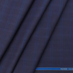 Trouser Fabric Raymond 100s Count PV Check color Nevy Blue