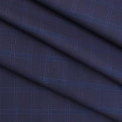 Trouser Fabric Raymond 100s Count PV Check color Nevy Blue