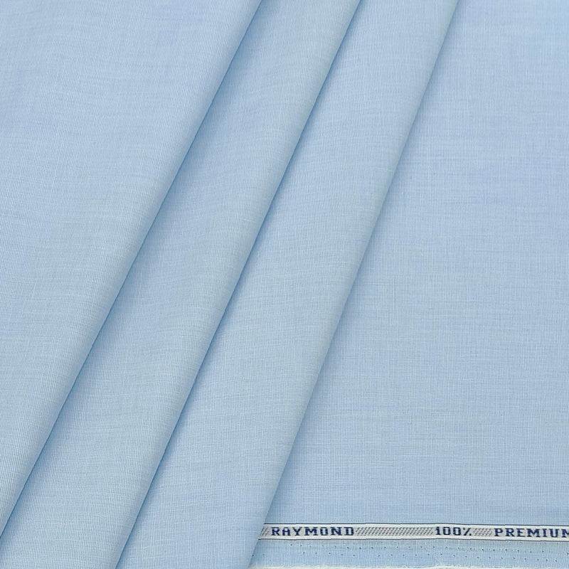 Shirt Fabric Raymond 100% cotton Plain Colour Water Blue