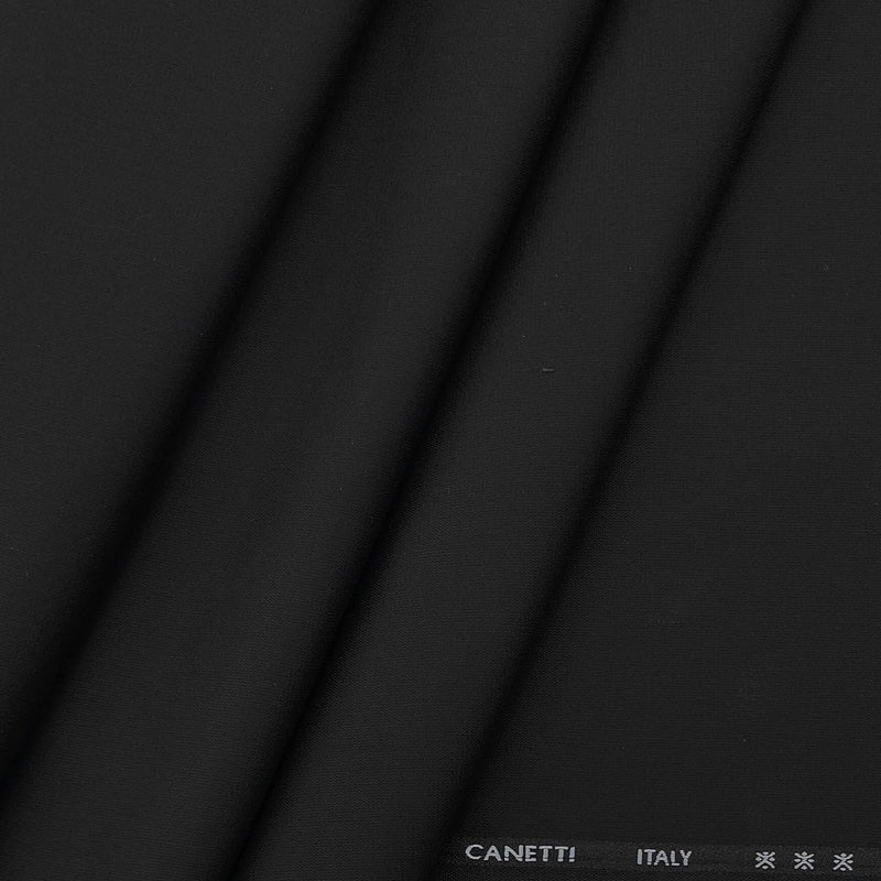 Trouser Fabric Canetti Italy Luxury Stretch Plain colour Black