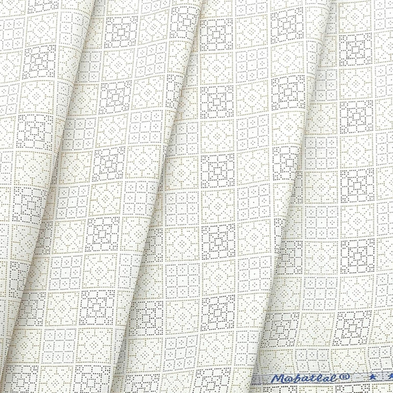 Shirt n Kurta Fabric Stiff Pure Cotton Premium Digital Printed Colour Pearl White