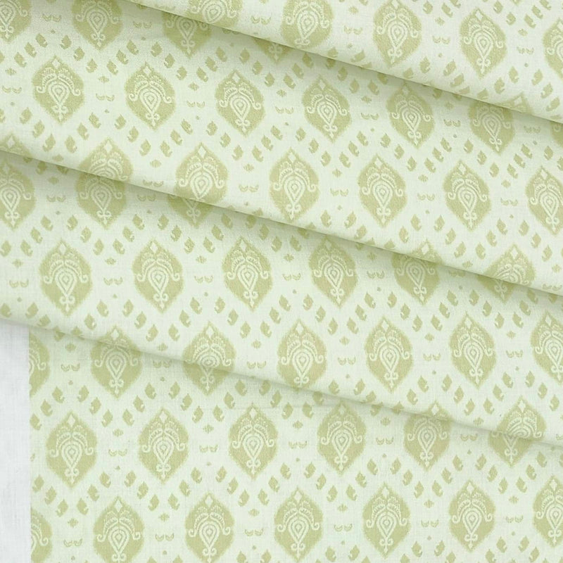 Shirt n Kurta Fabric Stiff Pure Cotton Premium Digital Printed Colour Pale Olive Green