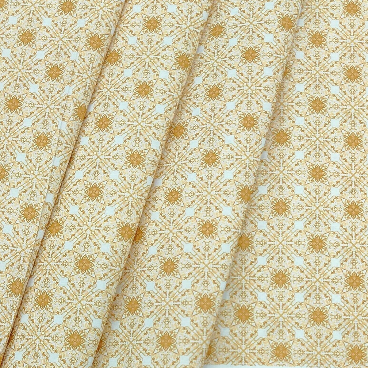 Shirt n Kurta Fabric Stiff Pure Cotton Premium Digital Printed Colour Egg Nog Yellow