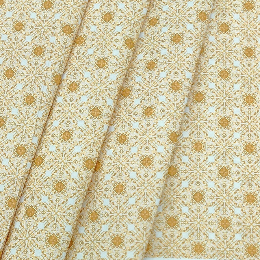 Shirt n Kurta Fabric Stiff Pure Cotton Premium Digital Printed Colour Egg Nog Yellow