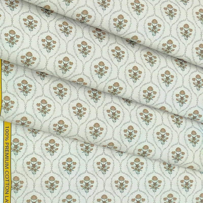 SHIRT N KURTA FABRIC STIFF PURE COTTON PREMIUM DIGITAL PRINTED COLOUR LIGHT SILVER view 2