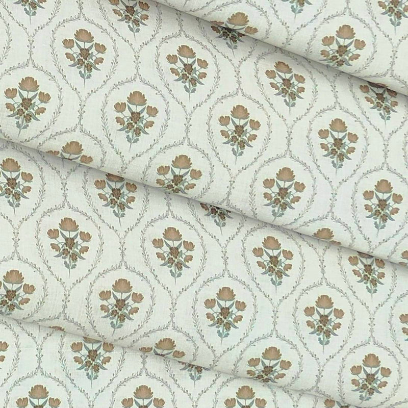 SHIRT N KURTA FABRIC STIFF PURE COTTON PREMIUM DIGITAL PRINTED COLOUR LIGHT SILVER view 3