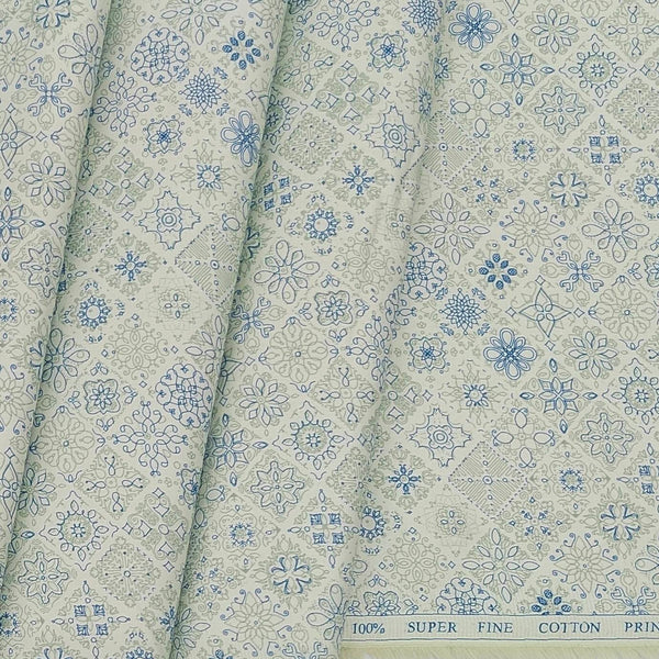 Shirt Fabric ManTire Giza Cotton Printed Colour Chetwode Greenish