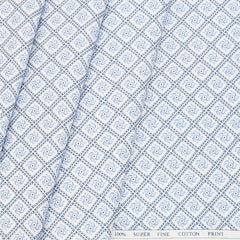 Shirt Fabric ManTire Giza Cotton Printed Colour Ice Blue