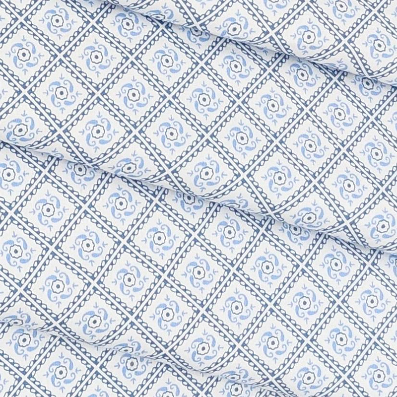 Shirt Fabric ManTire Giza Cotton Printed Colour Ice Blue