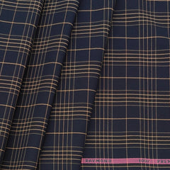 Shirt Fabric Raymond 100% Cotton Check Colour Dark Blue