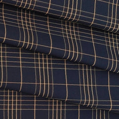 Shirt Fabric Raymond 100% Cotton Check Colour Dark Blue