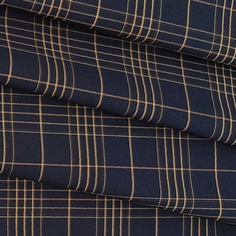 Shirt Fabric Raymond 100% Cotton Check Colour Dark Blue