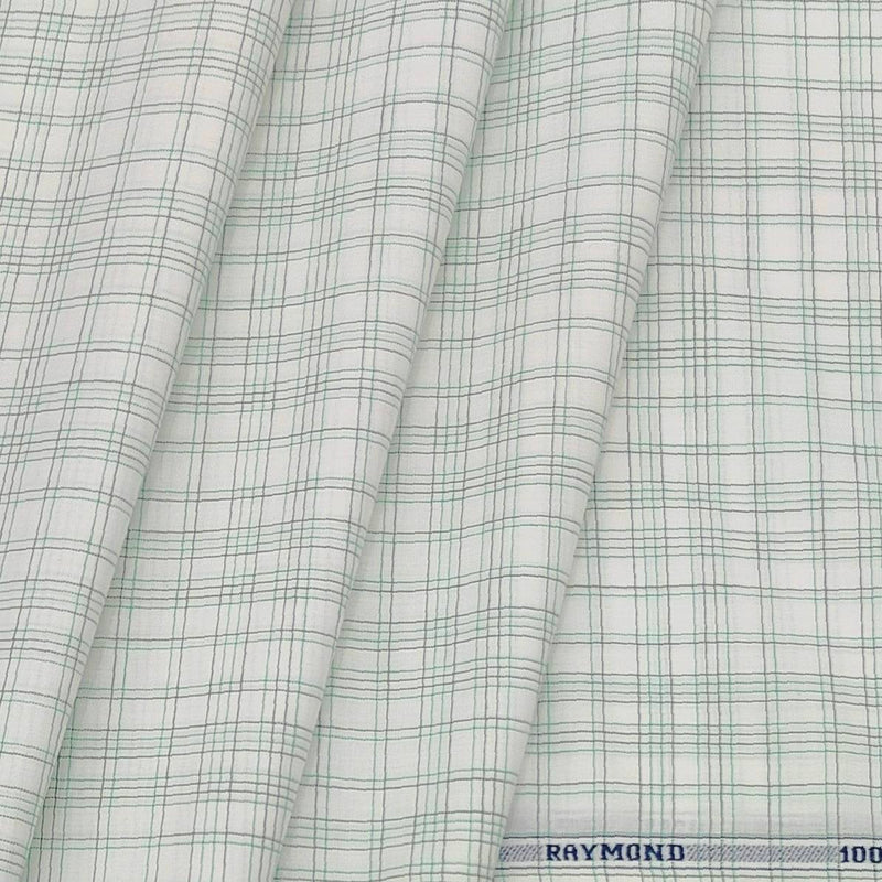 Shirt Fabric Raymond 100% Cotton Mix check Colour Light Green