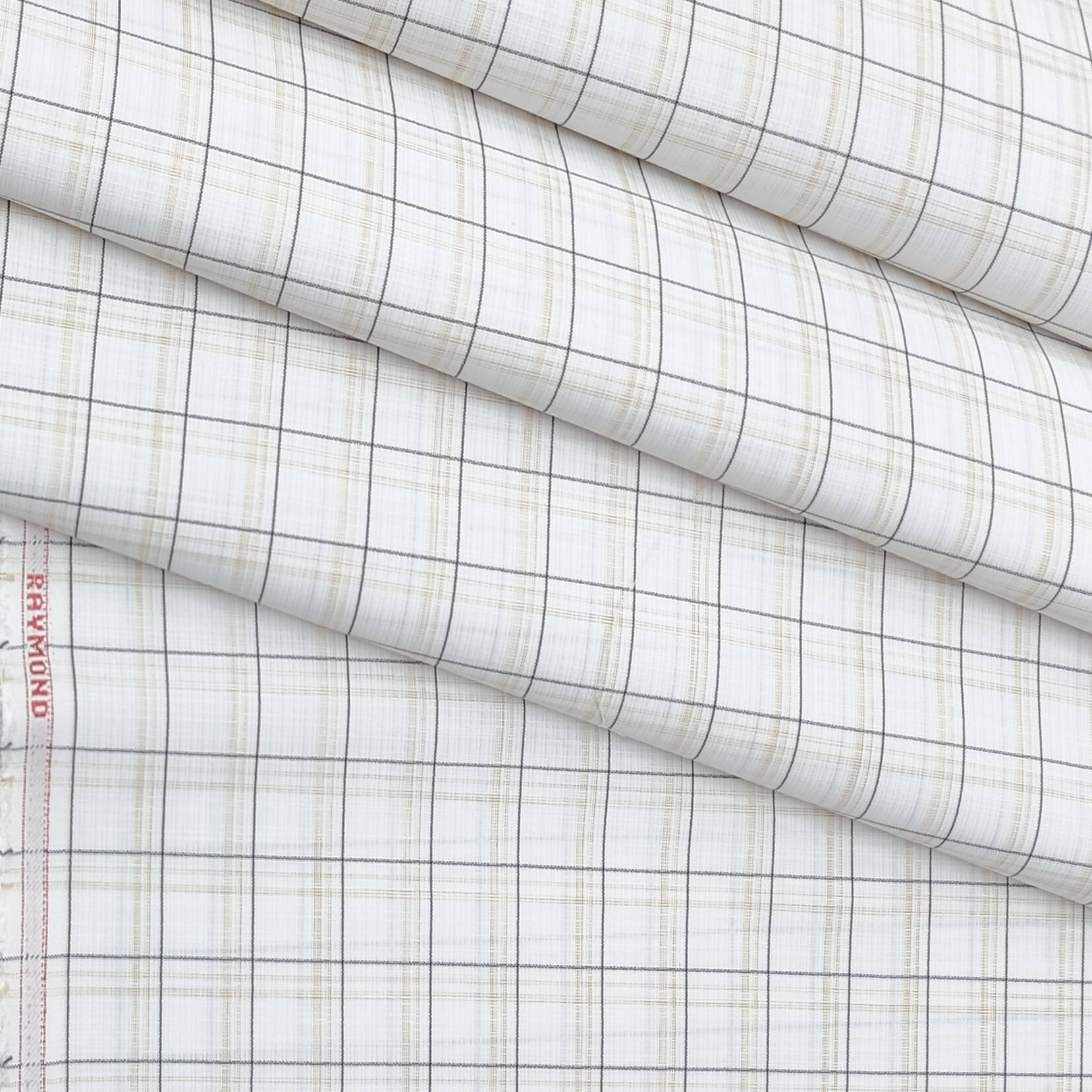 Shirt Fabric Raymond Blended Broad Check Colour Snow White ManTire