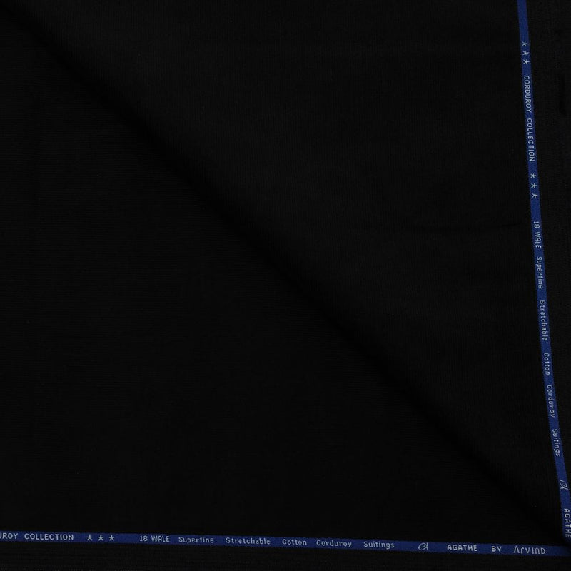 Corduroy Arvind Pure Cotton stretchable Trouser Fabric Colour Black