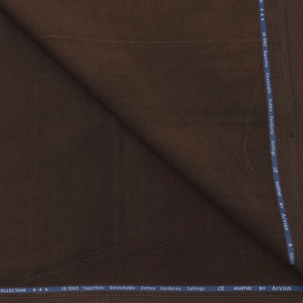 Corduroy Arvind Pure Cotton stretchable Trouser Fabric Colour Dark Coffee