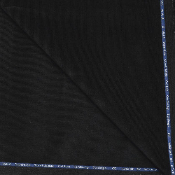 Corduroy Arvind Pure Cotton stretchable Trouser Fabric Colour Greenish Black