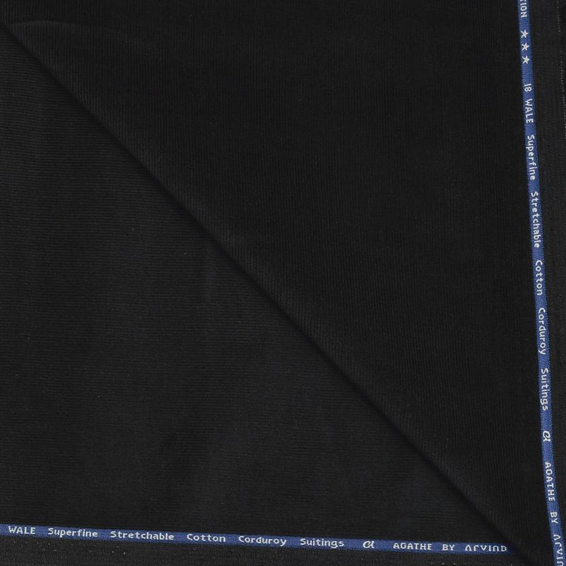 Corduroy Arvind Pure Cotton stretchable Trouser Fabric Colour Greenish Black