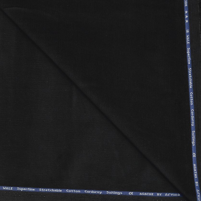 Corduroy Arvind Pure Cotton stretchable Trouser Fabric Colour Greenish Black