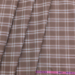 Shirt Fabric Raymond 100% Cotton Broad Check Colour Brown Bear