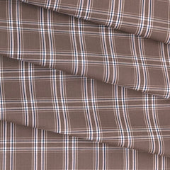 Shirt Fabric Raymond 100% Cotton Broad Check Colour Brown Bear