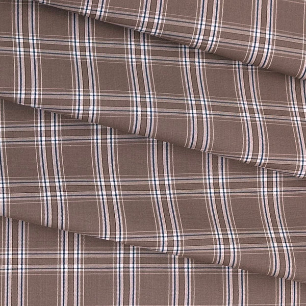 Shirt Fabric Raymond 100% Cotton Broad Lining Check Colour Brown Bear