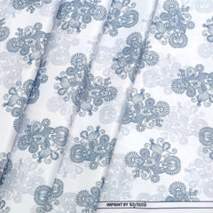 Shirt Fabric Raymond Polished Cotton Digital Printed Colour White n Blue